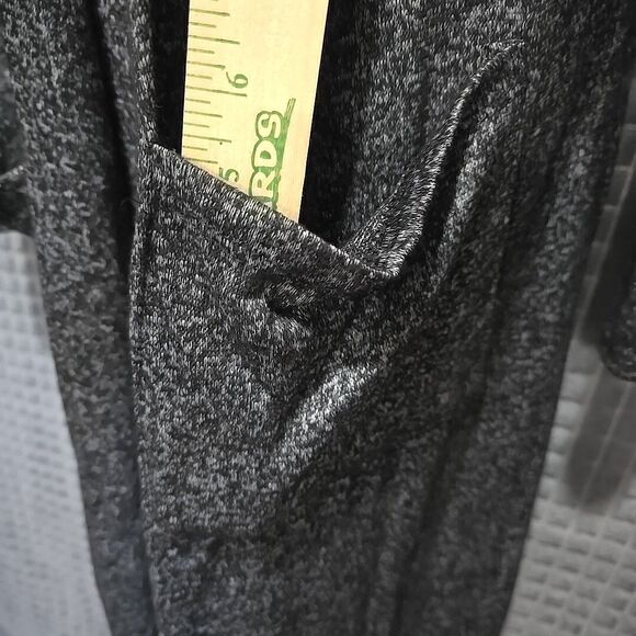 Long Soft Sweater Cardigan Duster SzL VTG USA Thin Boho Chic Gray Open Wrap Y2K - Picture 3 of 9